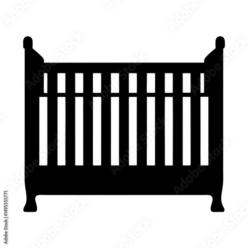 Silhouette illustration of a traditional baby crib for nursery decor