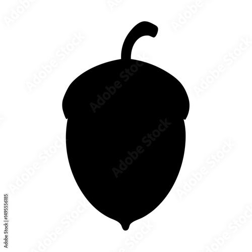 Acorn Silhouette Illustration on White Background, a Simple and Elegant Design