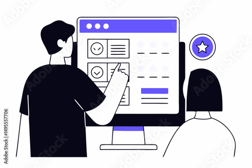 A depiction of a customer service professional engaging positively with a customer