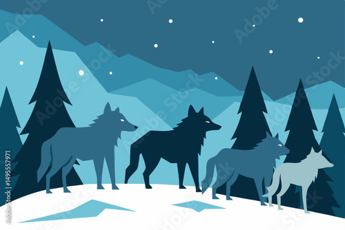 winter landscape with deer
