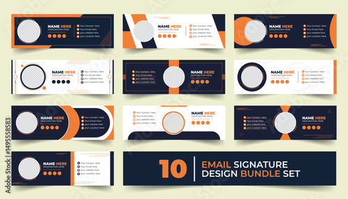 Email Signature Design bundle, Custom HTML Templates with  Photo, Contact Info and Social Media Icons for Gmail, Outlook and Professional Email Branding, 10 set package