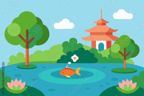 landscape with a pond