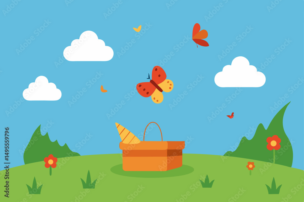 Fototapeta premium vector illustration of a garden