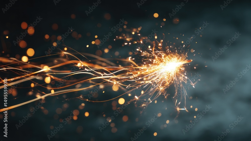 Fototapeta premium Fiery sparkler trails through smoke
