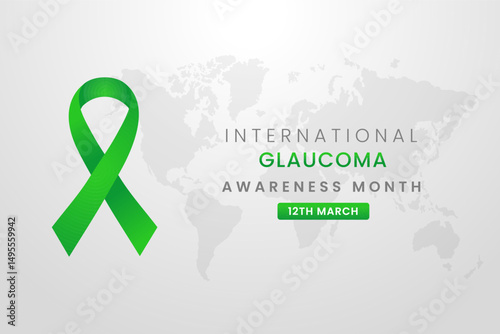 Glaucoma Awareness Month background design with Green silk ribbon.