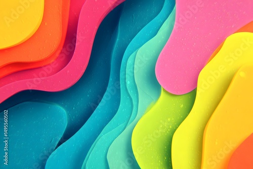Vibrant fluid abstract background showcases a captivating interplay of bright colors and smooth curves