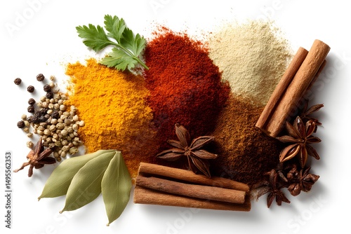 Explore the vibrant collection of assorted spices capturing the essence of culinary artistry and natural flavors from around the world