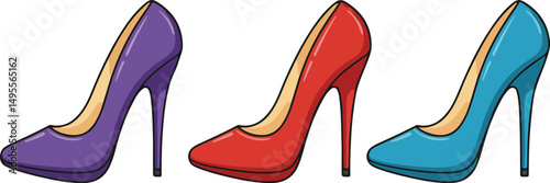 Stylish High Heels Red Blue Purple Pumps