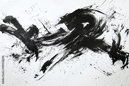 Dark Ink Like Strokes Against A Pure White Background Creating A Dynamic Abstract Visual Varient 4