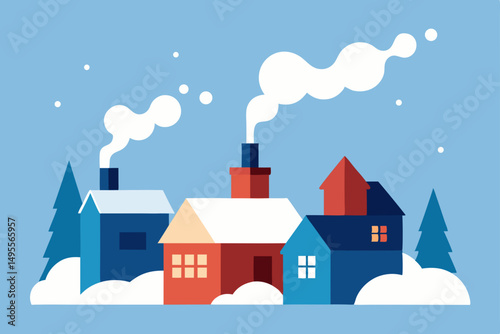 winter landscape with houses