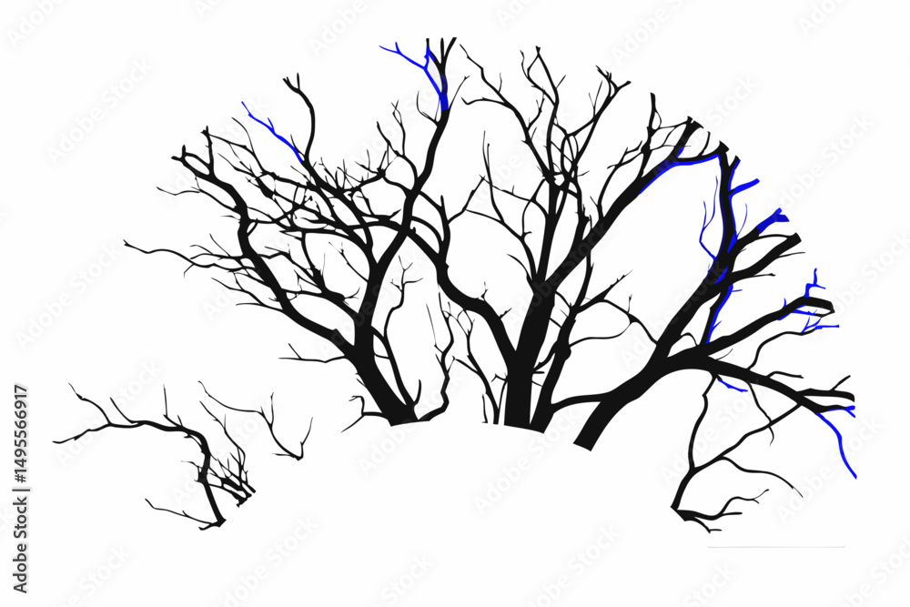 Fototapeta premium Detailed illustration of a twisted bare tree with intricate branches highlighting natural beauty