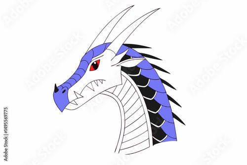 Detailed digital artwork of a fantasy dragon head featuring intricate design and fiery accents