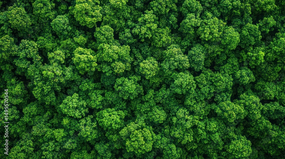 Fototapeta premium Aerial View of Lush Green Tree Canopy, Symbolizing Nature's Vitality and Growth