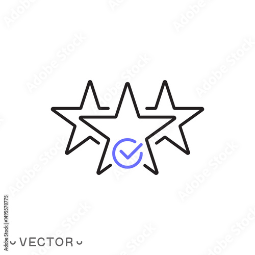 review star icon, best rating, value favorite, good evaluation solution concept, thin line symbol isolated on white background, editable stroke eps 10 vector illustration