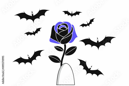 Dark black rose with gothic style petals symbolizing mystery ideal for fantasy floral compositions emotional artwork and dark romantic graphic themes