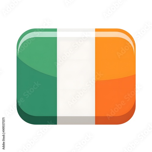 Digital representation of the vibrant Irish flag showcasing green, white, and orange tones in a sleek, modern design for celebration and identity