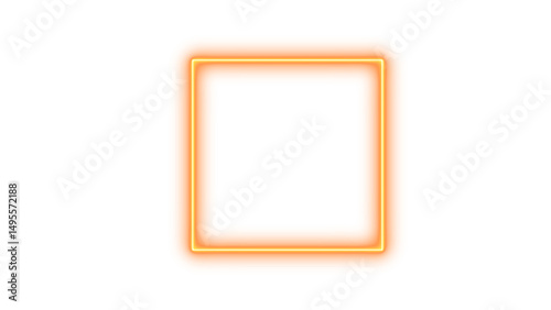 Glowing Orange Square Frame, Glowing neon email icon with a mail envelope symbol on a square background