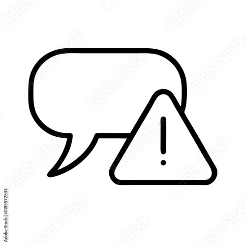 An outline icon of a speech bubble with an exclamation mark, symbolizing a warning message or important announcement. Ideal for websites/blogs on alerts, notifications, errors, or communication.