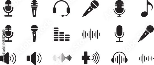 Collection of Black Audio and Music Icons