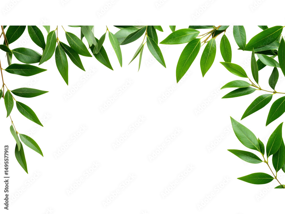 Fototapeta premium Vibrant green leaf frame, a natural border for ecoconscious designs and natureinspired projects