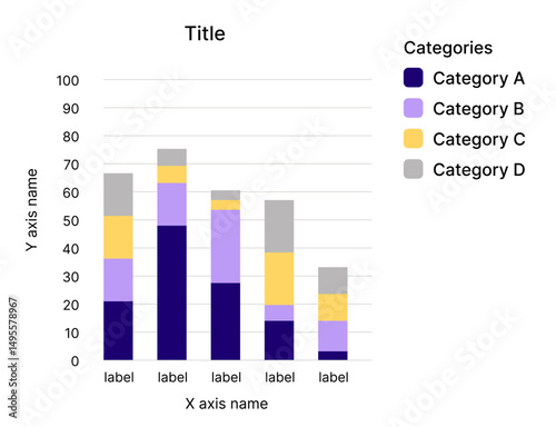 Stack bar chart, Concept of data visualization and analytics. Vector illustration