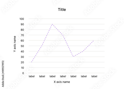 Dashed Line Chart, Concept of data visualization and analytics. Vector illustration