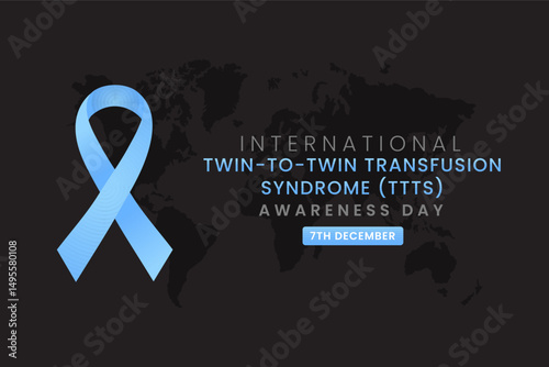 Twin to Twin Transfusion Syndrome Awareness Day background design with Light blue silk ribbon.