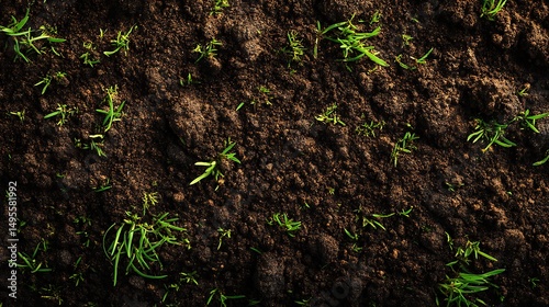 Soil Texture with Grass Sprouts : Suitable for Be Used as Background and Content in Any Project (Print, Graphic Design, Blog Posts, Social Media Posts or Website Related to Environment Theme)