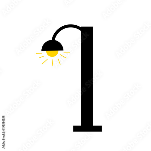Minimalist sun icon radiating on dark background illuminating the night sky