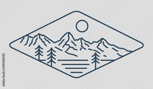 Simply design of Grand Teton National Park nature mountain