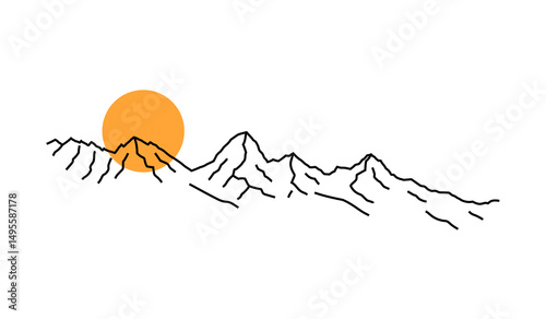 simply monoline design of grand teton national park for print t shirt outdoor illustration
