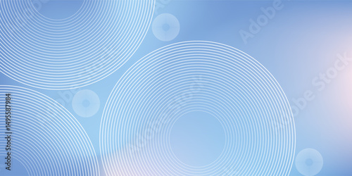 Abstract circle lines on light blue background. Geometric stripe line art design concept for poster, brochure, cover, website, web banner, presentation.