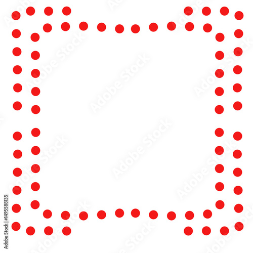 Geometric composition of circular red elements framing a vast dark void space