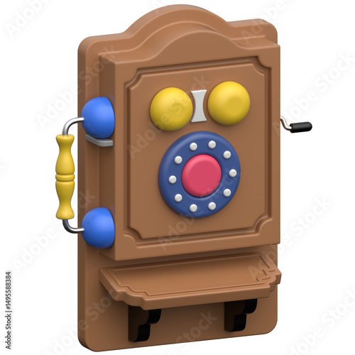 Candlestick wall telephone 02  3D icon on transparent