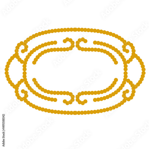 Stylized Golden Ornamental Frame on Black Backdrop Decorative Motif