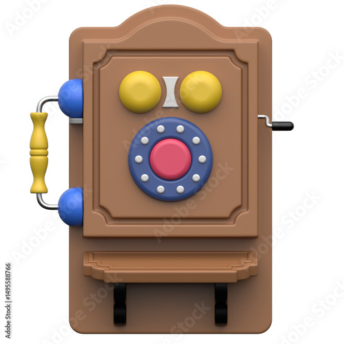Candlestick wall telephone 01  3D icon on transparent