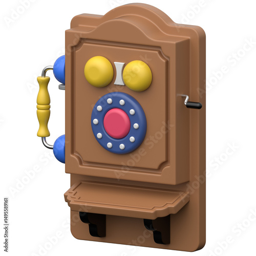 Candlestick wall telephone  3D icon on transparent