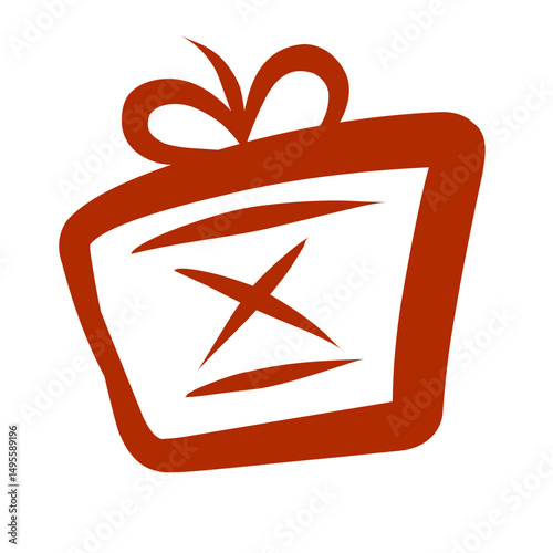 Stylized gift box graphic with cross design for festive occasions