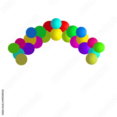 Vibrant Balloon Archway Displayed Against a Stark Black Background for Visual Art