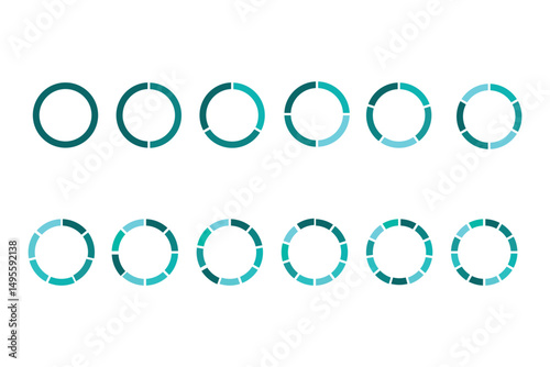 Segment infographic. Pie chart icons. 2,3,6,10,20 circle section graph