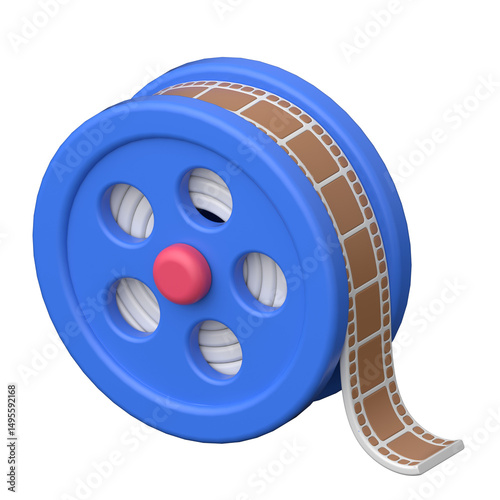 Film Reel 02  3D icon on transparent