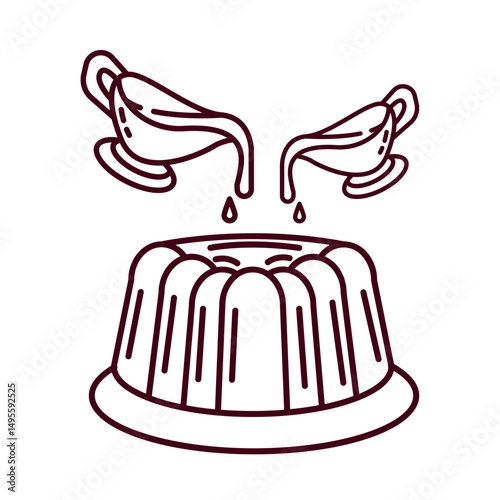 pudding and honey syrup icon design vector illustration