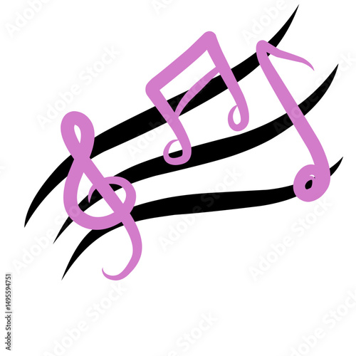Musical Harmony: A Simple Depiction of Notes in Lilac Against a Void