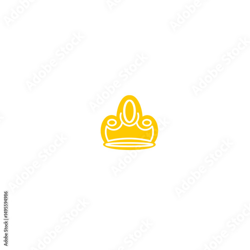 Illustrative golden crown emblem against stark black background design element