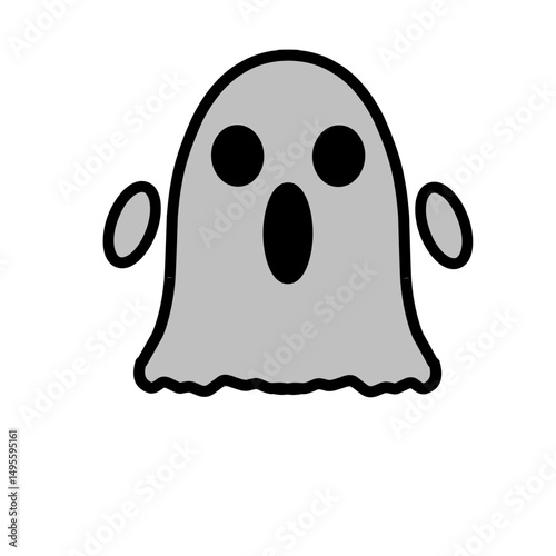 Simple spooky ghost apparition illustration on dark background design
