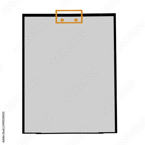 Minimalist clipboard illustration with blank sheet against a dark background