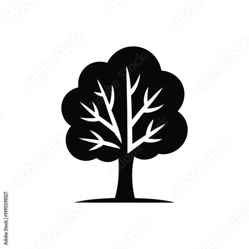 Black and White Tree Icon Simple Silhouette of a Bare Tree With Branches
