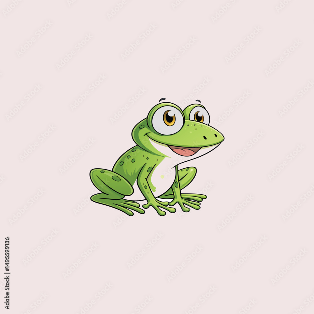 Fototapeta premium Frog-green-cartoon-vector-isolated vector art illustration.