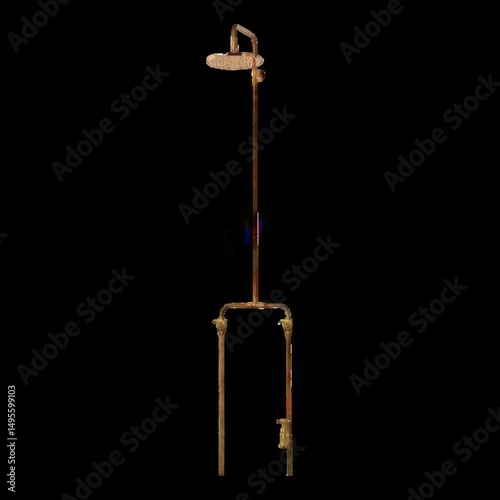 Antique Brass Shower Fixture, Vintage Bathroom Design