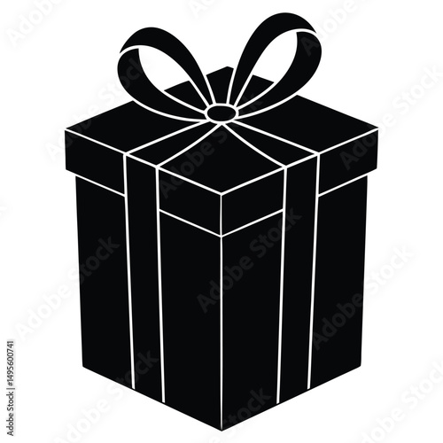 A vibrant red Christmas gift box with a golden bow, isolated for holiday celebration surprise